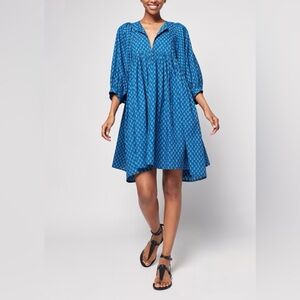 FAHERTY - Lyla Dress, Indigo Gobi Floral small